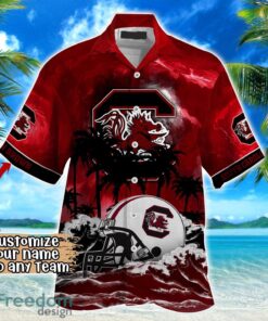 South Carolina Gamecocks NCAA Hawaiian Shirt Coconut Tree Waves Beach Hawaii Shirt Custom Name For Fans Product Photo 2