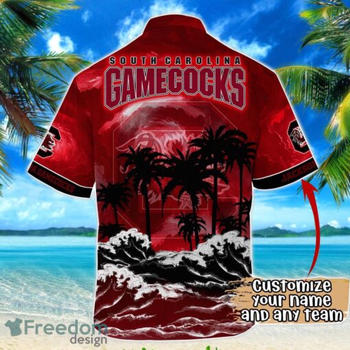 South Carolina Gamecocks NCAA Hawaiian Shirt Coconut Tree Waves Beach Hawaii Shirt Custom Name For Fans Product Photo 3