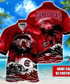 South Carolina Gamecocks NCAA Hawaiian Shirt Coconut Tree Waves Beach Hawaii Shirt Custom Name For Fans Product Photo 1