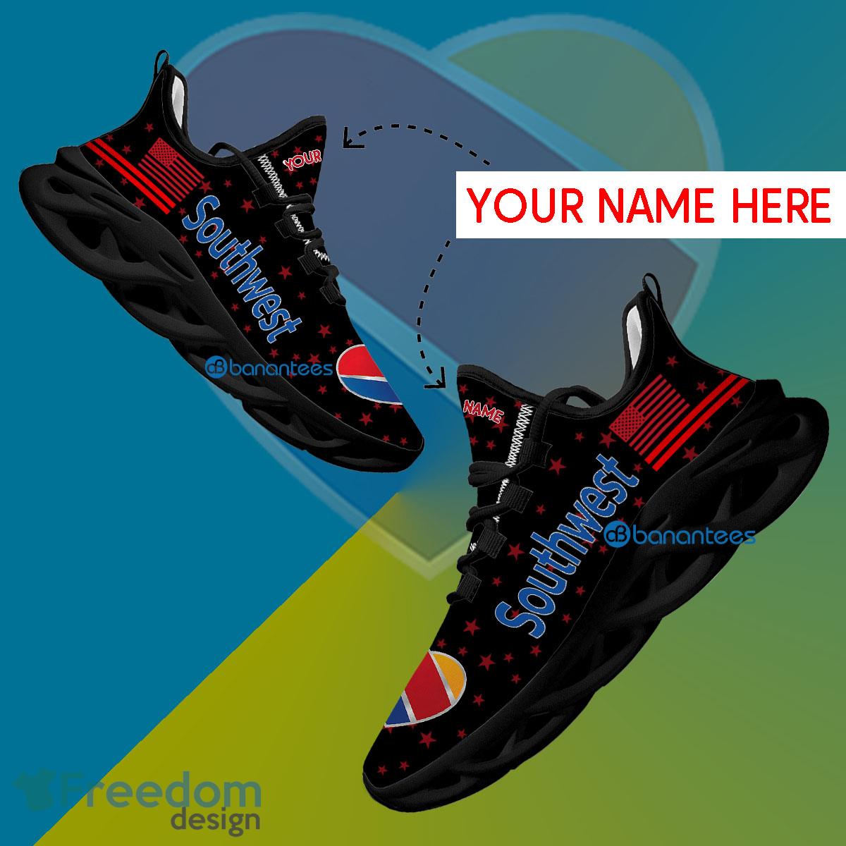 Southwest Airlines Sport Sneaker Casual Custom Name Gift Max Soul Shoes USA Flag Star New For Fans - Southwest Airlines Running Shoes New Trending Personalized Photo 1