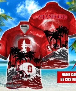 Stanford Cardinal NCAA Hawaiian Shirt Coconut Tree Waves Beach Hawaii Shirt Custom Name For Fans Product Photo 1