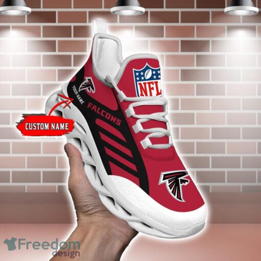 Striped Custom Name Sneakers Atlanta Falcons NFL Max Soul Shoes For Men And Women Product Photo 2