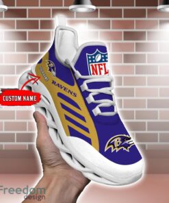 Striped Custom Name Sneakers Baltimore Ravens NFL Max Soul Shoes For Men And Women Product Photo 2