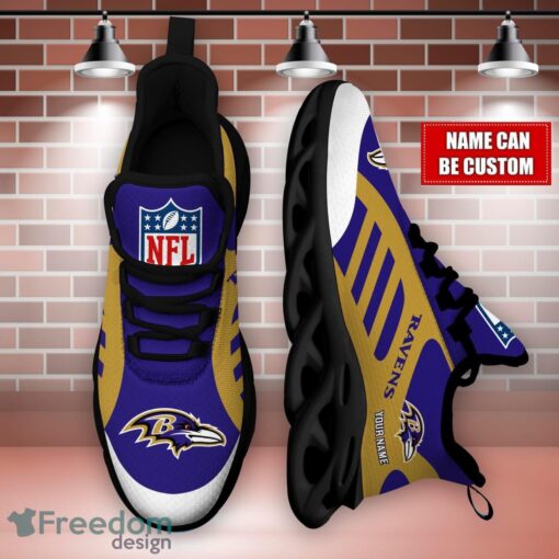 Striped Custom Name Sneakers Baltimore Ravens NFL Max Soul Shoes For Men And Women Product Photo 3