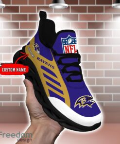 Striped Custom Name Sneakers Baltimore Ravens NFL Max Soul Shoes For Men And Women