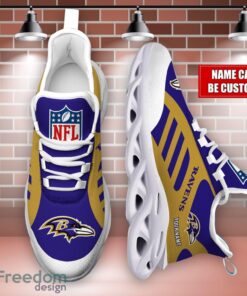 Striped Custom Name Sneakers Baltimore Ravens NFL Max Soul Shoes For Men And Women Product Photo 4