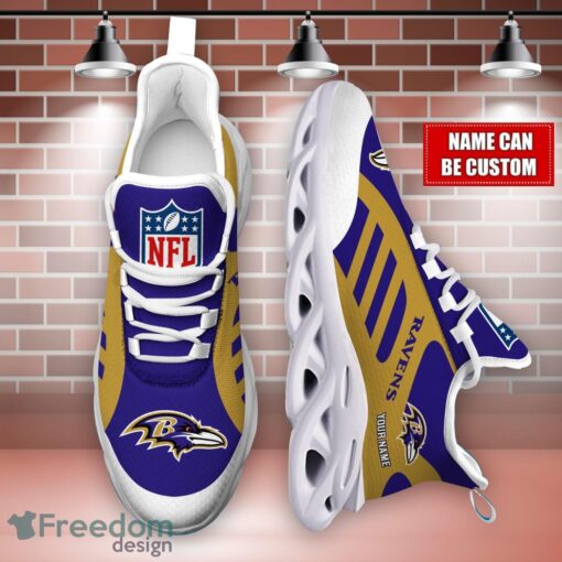 Striped Custom Name Sneakers Baltimore Ravens NFL Max Soul Shoes For Men And Women Product Photo 4