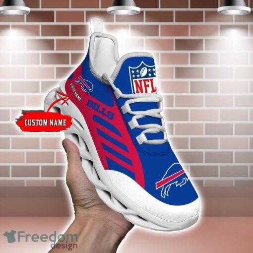 Striped Custom Name Sneakers Buffalo Bills NFL Max Soul Shoes For Men And Women Product Photo 2