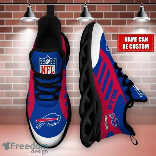 Striped Custom Name Sneakers Buffalo Bills NFL Max Soul Shoes For Men And Women Product Photo 3