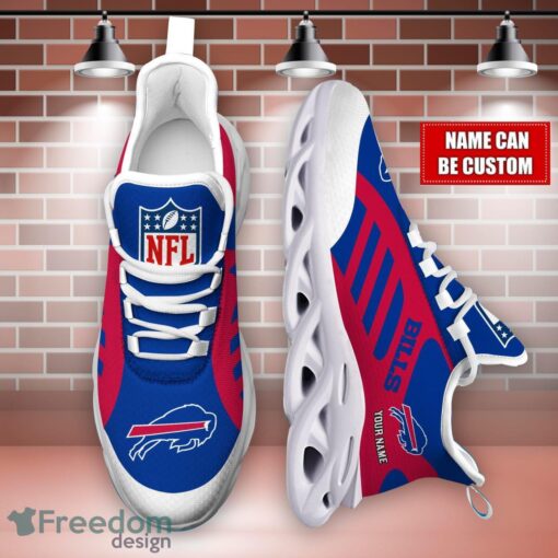 Striped Custom Name Sneakers Buffalo Bills NFL Max Soul Shoes For Men And Women Product Photo 4