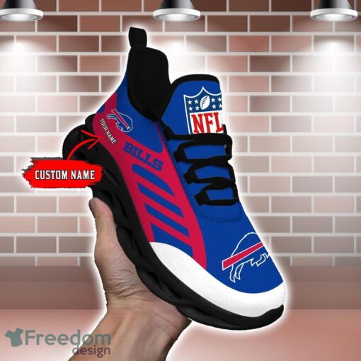 Striped Custom Name Sneakers Buffalo Bills NFL Max Soul Shoes For Men And Women Product Photo 1