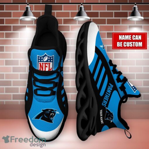 Striped Custom Name Sneakers Carolina Panthers NFL Max Soul Shoes For Men And Women Product Photo 3