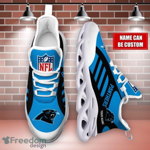 Striped Custom Name Sneakers Carolina Panthers NFL Max Soul Shoes For Men And Women Product Photo 4