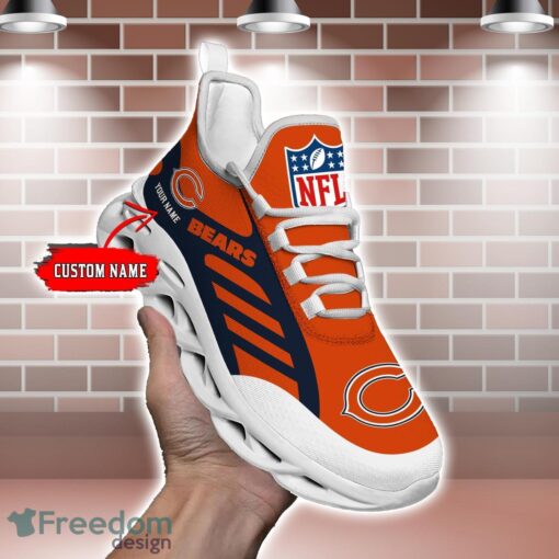 Striped Custom Name Sneakers Chicago Bears NFL Max Soul Shoes For Men And Women Product Photo 2