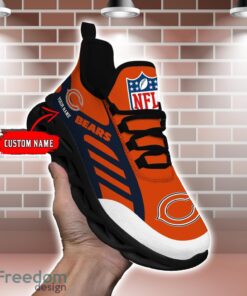 Striped Custom Name Sneakers Chicago Bears NFL Max Soul Shoes For Men And Women