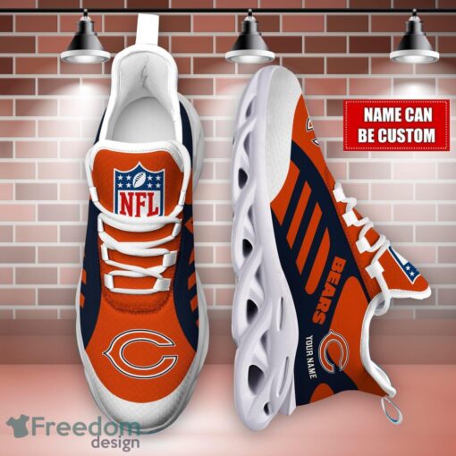 Striped Custom Name Sneakers Chicago Bears NFL Max Soul Shoes For Men And Women Product Photo 4