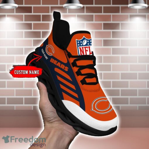 Striped Custom Name Sneakers Chicago Bears NFL Max Soul Shoes For Men And Women Product Photo 1