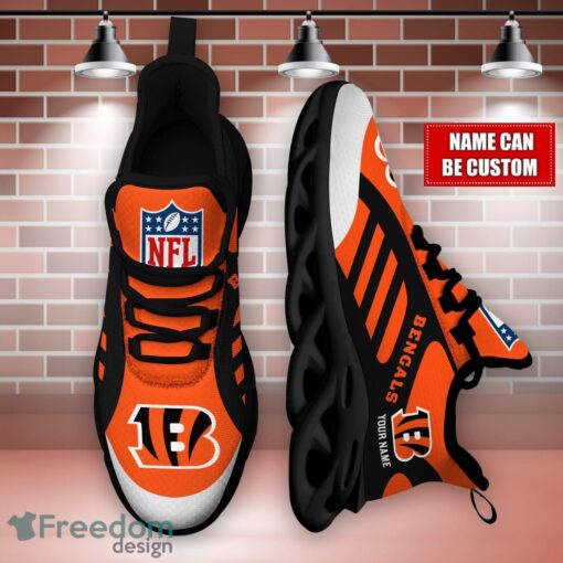 Striped Custom Name Sneakers Cincinnati Bengals NFL Max Soul Shoes For Men And Women Product Photo 3