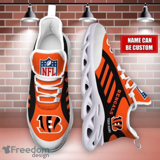 Striped Custom Name Sneakers Cincinnati Bengals NFL Max Soul Shoes For Men And Women Product Photo 4