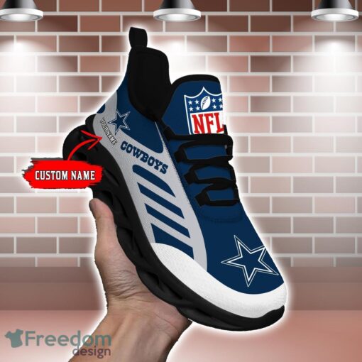 Striped Custom Name Sneakers Dallas Cowboys NFL Max Soul Shoes For Men And Women Product Photo 1