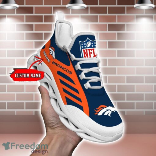 Striped Custom Name Sneakers Denver Broncos NFL Max Soul Shoes For Men And Women Product Photo 2