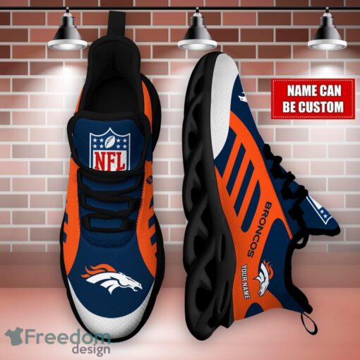 Striped Custom Name Sneakers Denver Broncos NFL Max Soul Shoes For Men And Women Product Photo 3