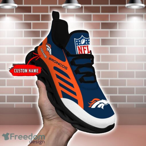 Striped Custom Name Sneakers Denver Broncos NFL Max Soul Shoes For Men And Women Product Photo 1