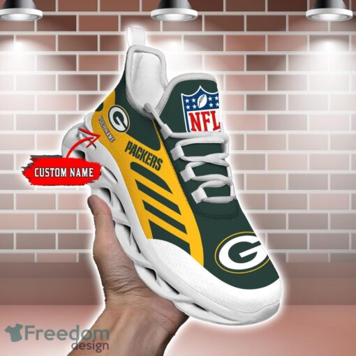 Striped Custom Name Sneakers Green Bay Packers NFL Max Soul Shoes For Men And Women Product Photo 2