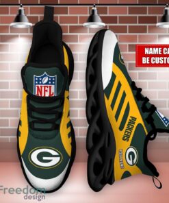 Striped Custom Name Sneakers Green Bay Packers NFL Max Soul Shoes For Men And Women Product Photo 3