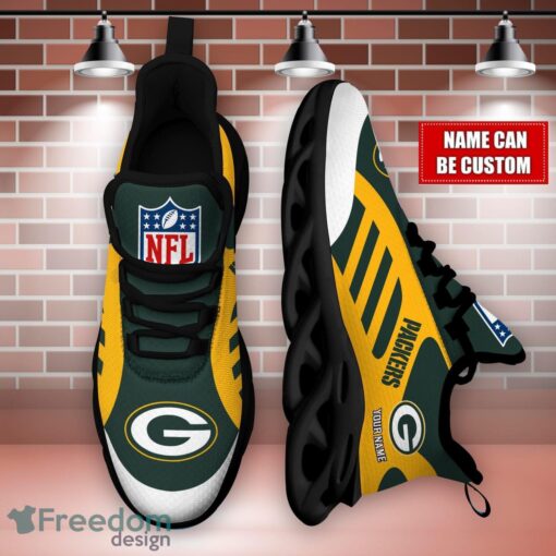 Striped Custom Name Sneakers Green Bay Packers NFL Max Soul Shoes For Men And Women Product Photo 3