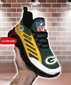 Striped Custom Name Sneakers Green Bay Packers NFL Max Soul Shoes For Men And Women