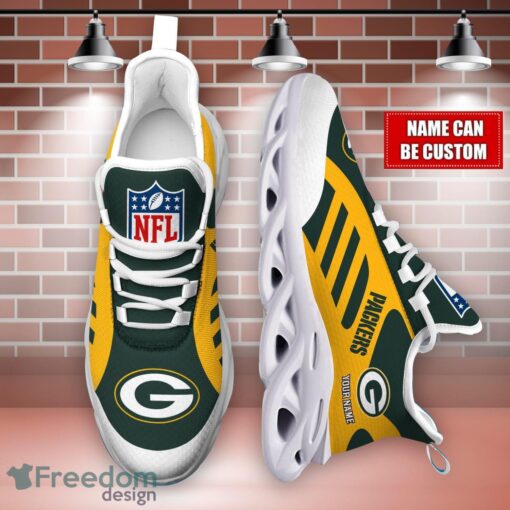 Striped Custom Name Sneakers Green Bay Packers NFL Max Soul Shoes For Men And Women Product Photo 4