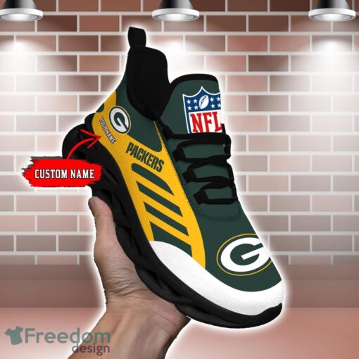 Striped Custom Name Sneakers Green Bay Packers NFL Max Soul Shoes For Men And Women Product Photo 1