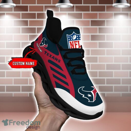 Striped Custom Name Sneakers Houston Texans NFL Max Soul Shoes For Men And Women Product Photo 1