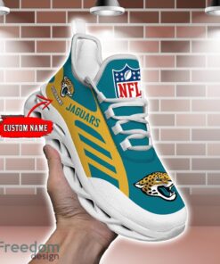 Striped Custom Name Sneakers Jacksonville Jaguars NFL Max Soul Shoes For Men And Women Product Photo 2