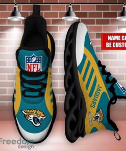 Striped Custom Name Sneakers Jacksonville Jaguars NFL Max Soul Shoes For Men And Women Product Photo 3