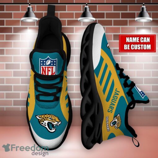 Striped Custom Name Sneakers Jacksonville Jaguars NFL Max Soul Shoes For Men And Women Product Photo 3