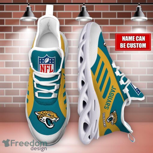 Striped Custom Name Sneakers Jacksonville Jaguars NFL Max Soul Shoes For Men And Women Product Photo 4