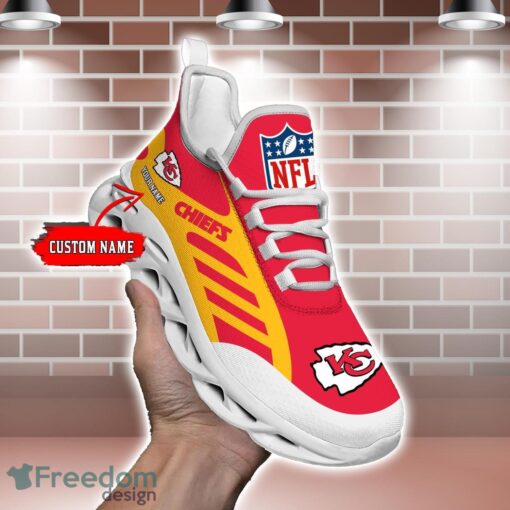 Striped Custom Name Sneakers Kansas City Chiefs NFL Max Soul Shoes For Men And Women Product Photo 2