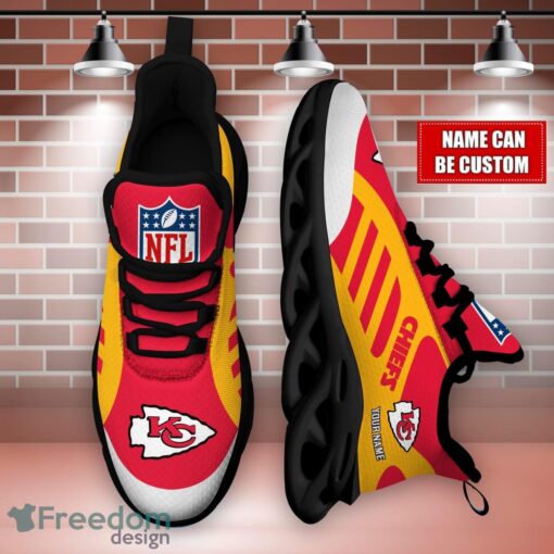 Striped Custom Name Sneakers Kansas City Chiefs NFL Max Soul Shoes For Men And Women Product Photo 3