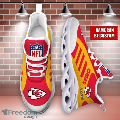 Striped Custom Name Sneakers Kansas City Chiefs NFL Max Soul Shoes For Men And Women Product Photo 4