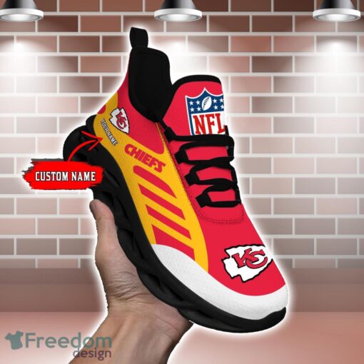 Striped Custom Name Sneakers Kansas City Chiefs NFL Max Soul Shoes For Men And Women Product Photo 1