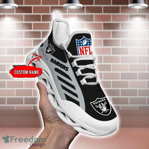 Striped Custom Name Sneakers Las Vegas Raiders NFL Max Soul Shoes For Men And Women Product Photo 2