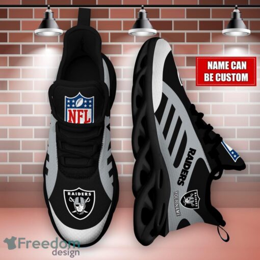 Striped Custom Name Sneakers Las Vegas Raiders NFL Max Soul Shoes For Men And Women Product Photo 3