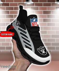 Striped Custom Name Sneakers Las Vegas Raiders NFL Max Soul Shoes For Men And Women