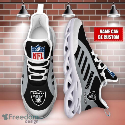 Striped Custom Name Sneakers Las Vegas Raiders NFL Max Soul Shoes For Men And Women Product Photo 4