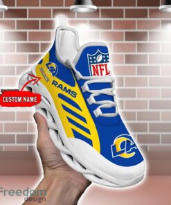 Striped Custom Name Sneakers Los Angeles Rams NFL Max Soul Shoes For Men And Women Product Photo 2