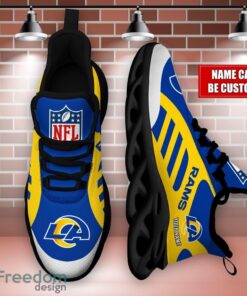 Striped Custom Name Sneakers Los Angeles Rams NFL Max Soul Shoes For Men And Women Product Photo 3