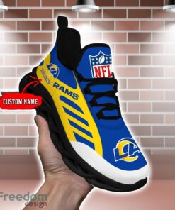 Striped Custom Name Sneakers Los Angeles Rams NFL Max Soul Shoes For Men And Women Product Photo 1