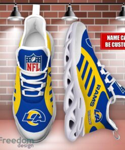 Striped Custom Name Sneakers Los Angeles Rams NFL Max Soul Shoes For Men And Women Product Photo 4